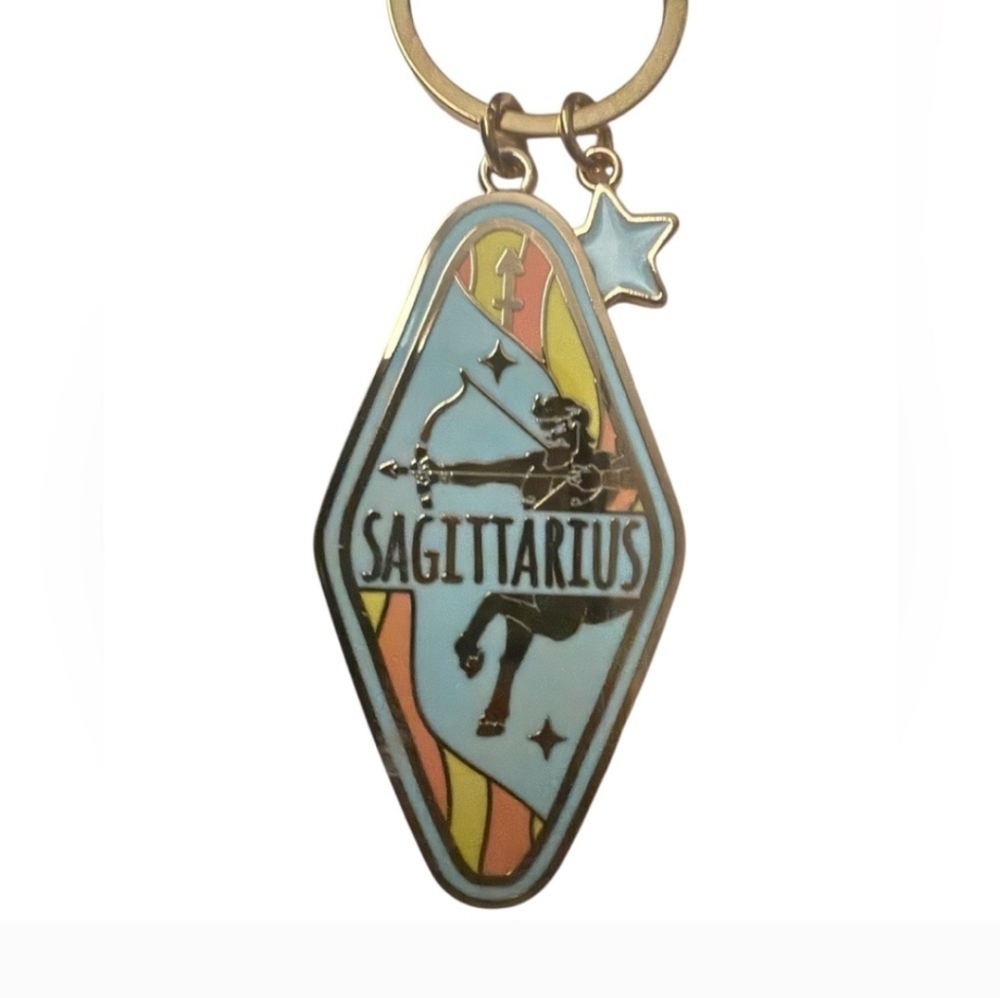 Modern Expressions Sagittarius Zodiac Keychain with Star Charm w/gold hardware 🆕 - Picture 6 of 6